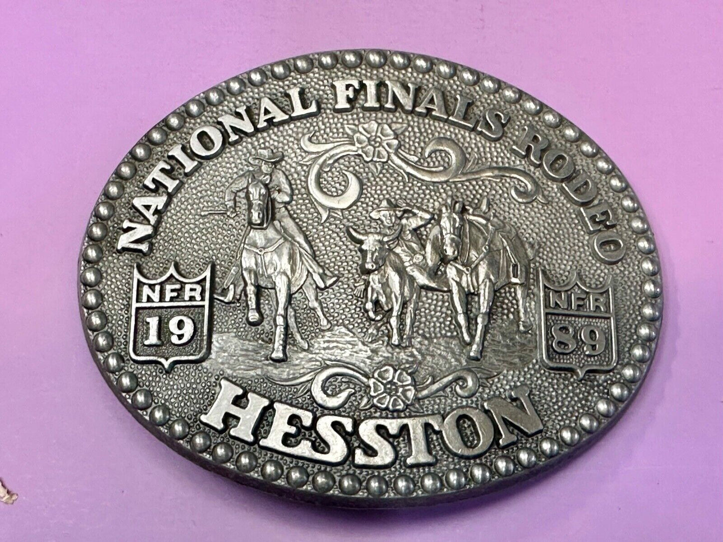 1989 National Finals Rodeo NFR Award Design Medals Belt Buckle