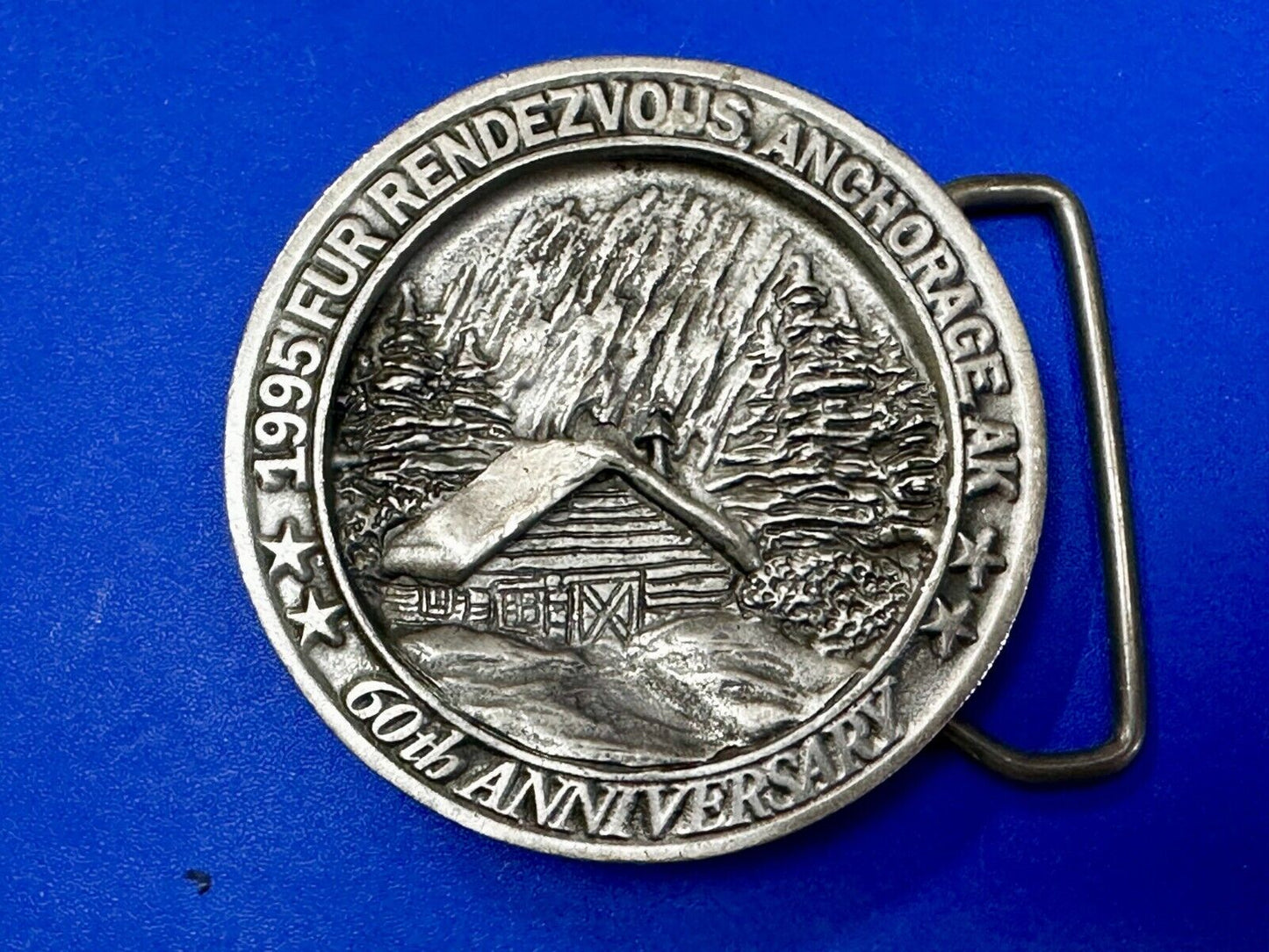 1995 FUR Rendezvous Anchorage Alaska Festival 60Th Anniversary Belt Buckle
