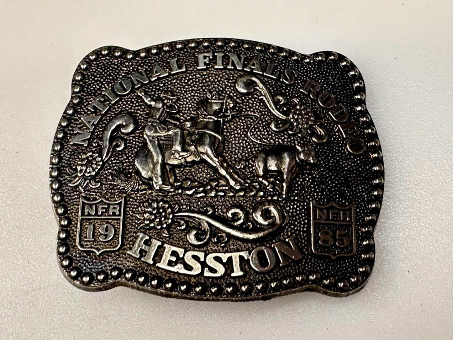 1985 Hesston NFR National Finals Rodeo YOUTH SIZE Western Collectors Belt Buckle
