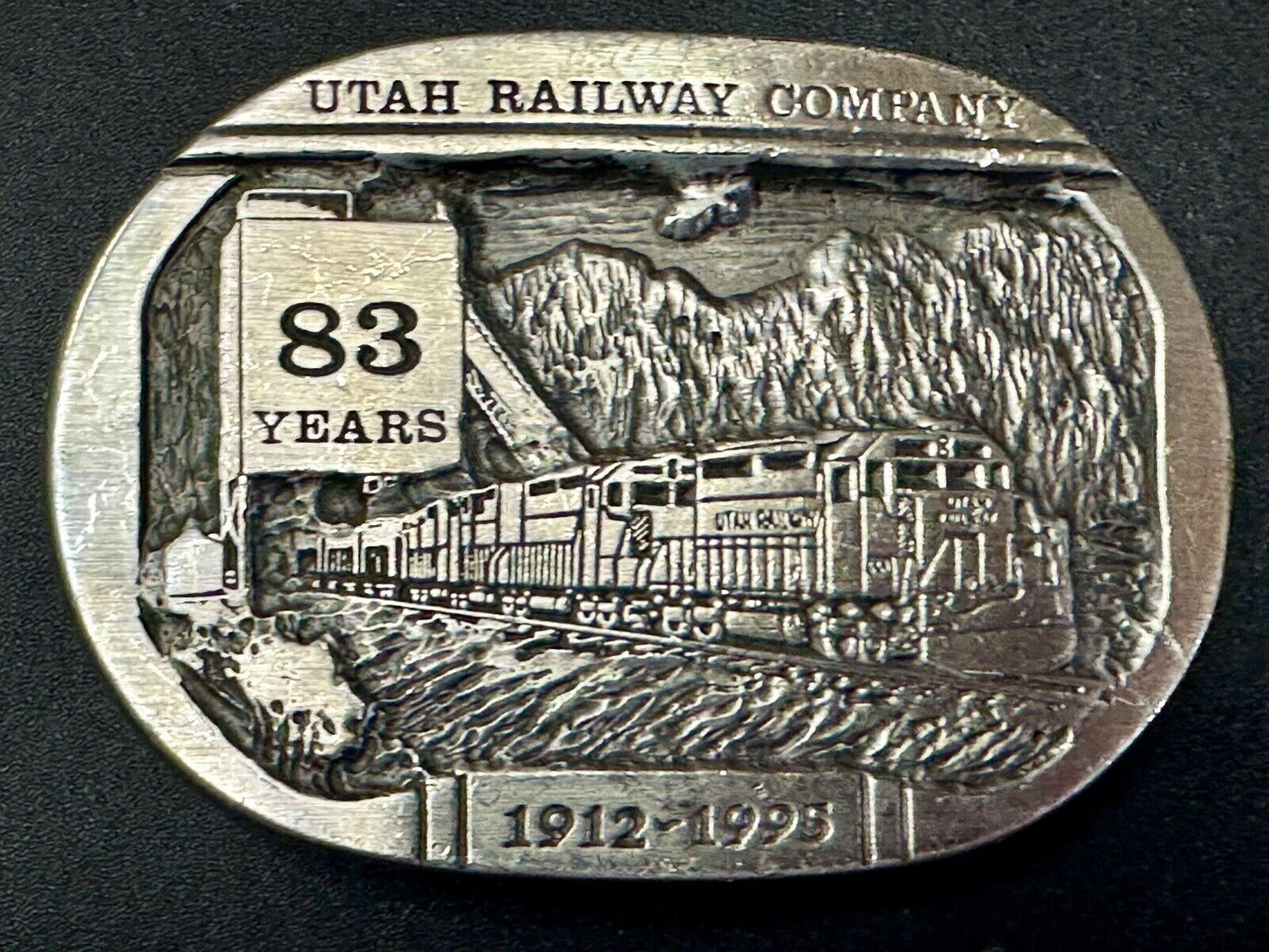 Utah Railway Co Vtg Train Railroad 83 Years - Gary Prazen Sculpture Belt Buckle