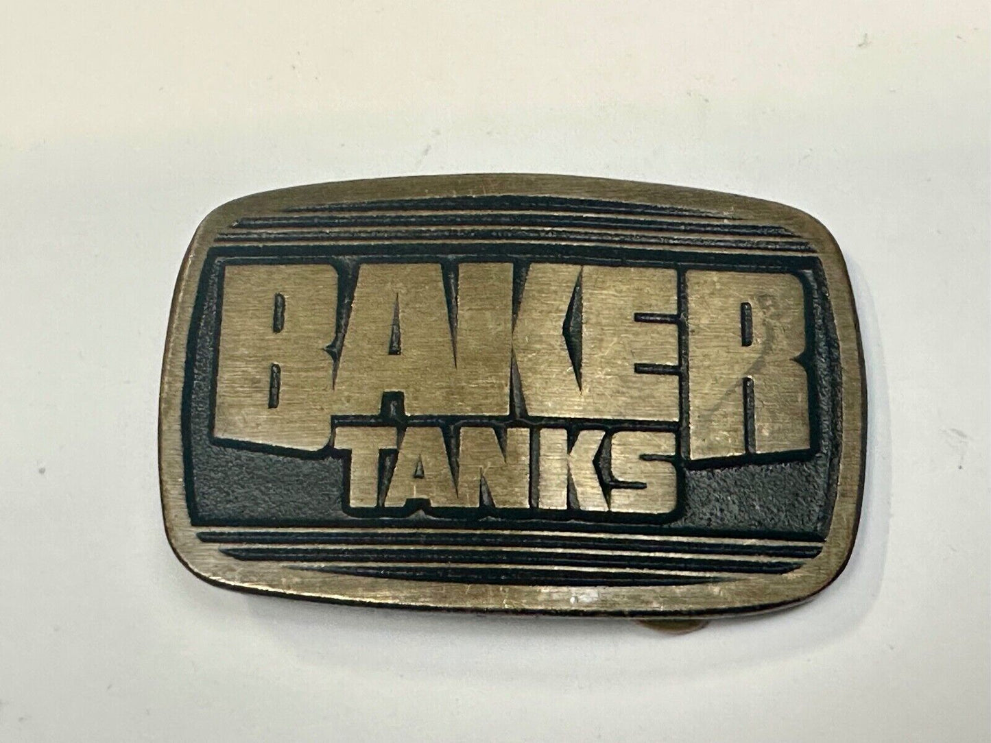 Baker Tanks Fluid Containers Mine Co. Promo solid brass Dynabuckle belt buckle