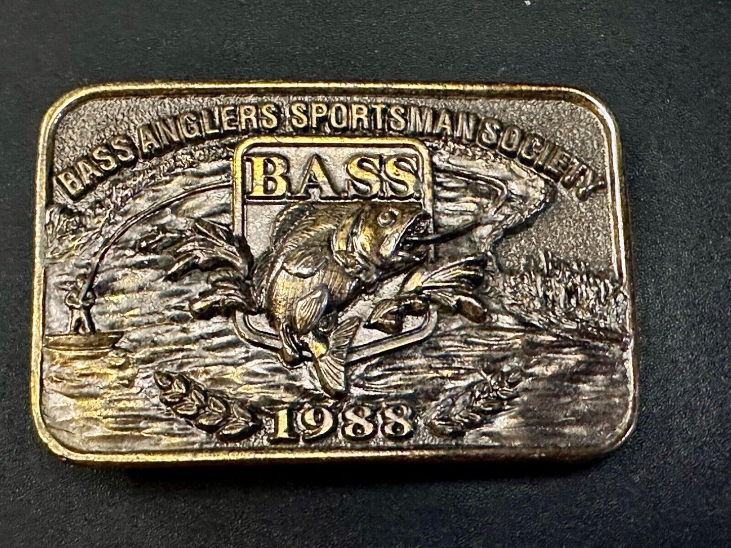 1988 Bass Anglers Sportsman Society Great American 3" Belt Buckle Co