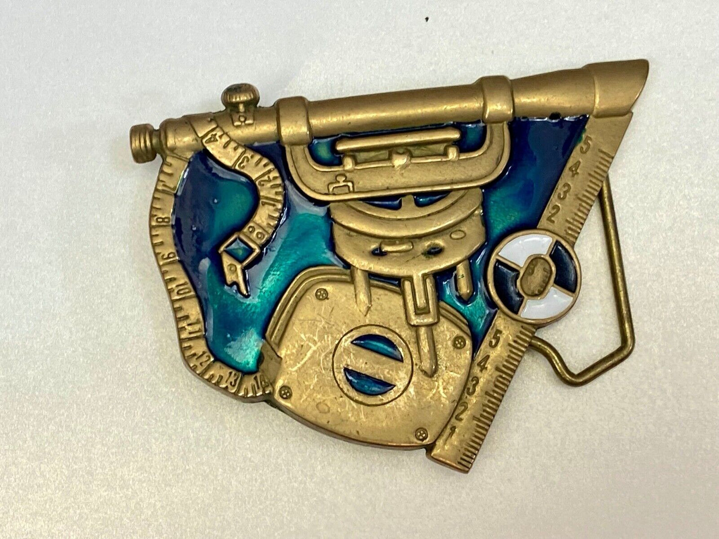 Vintage 1982 Sailing Boat Tools solid brass belt buckle by Baron Brass Works