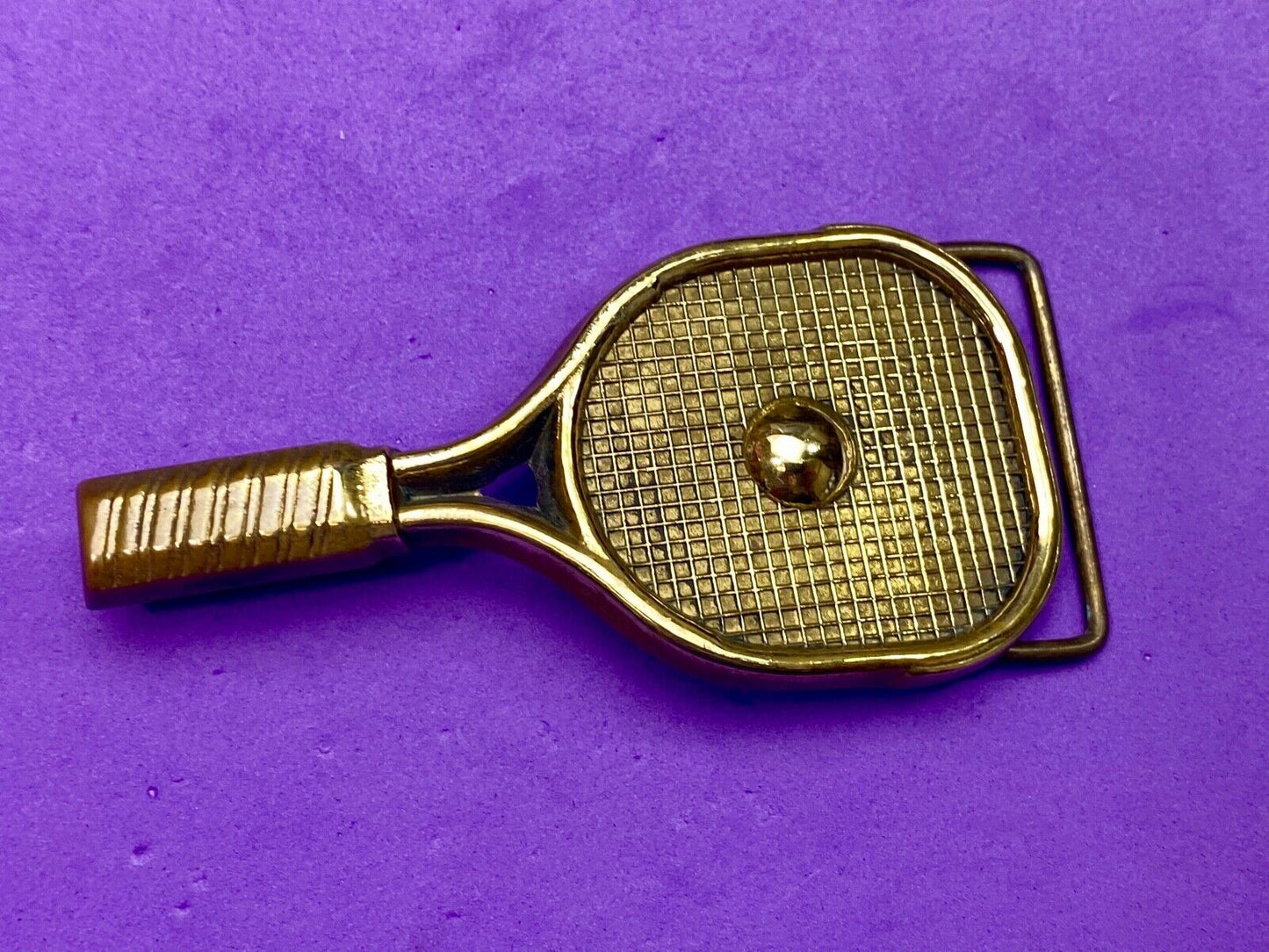 Tennis Racquet & Ball Vtg. 1978 Solid Brass Sports Belt Buckle -Baron Buckles