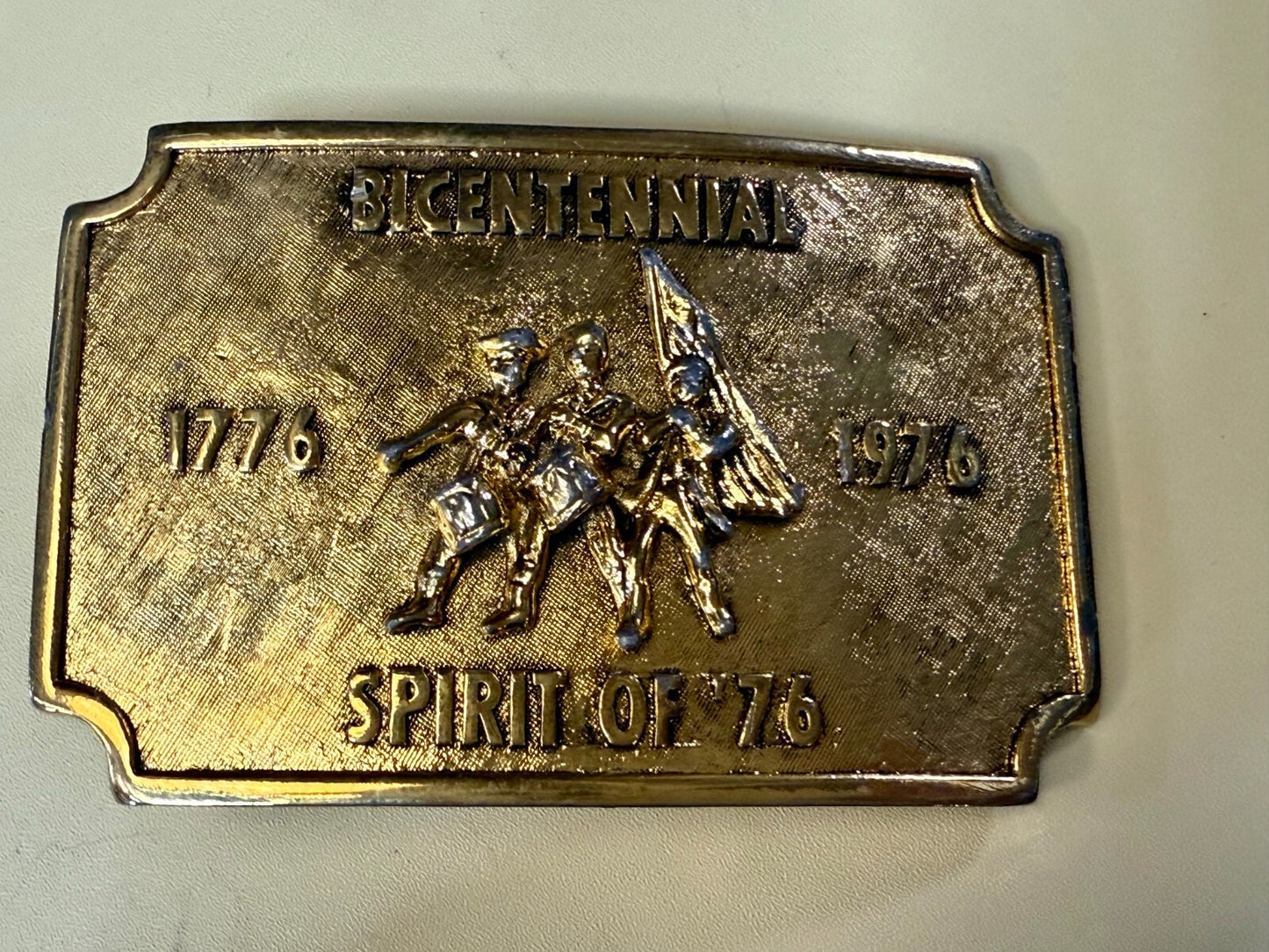 Bicentennial Spirit of America 1776-1976 Gold Color Commemorative Belt Buckle