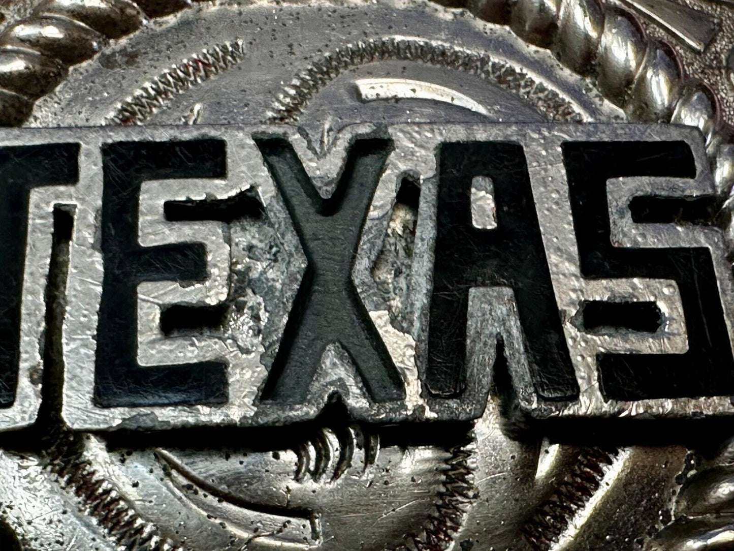Texas State - Large Centerpiece Ornate Silver Tone Vintage Belt Buckle