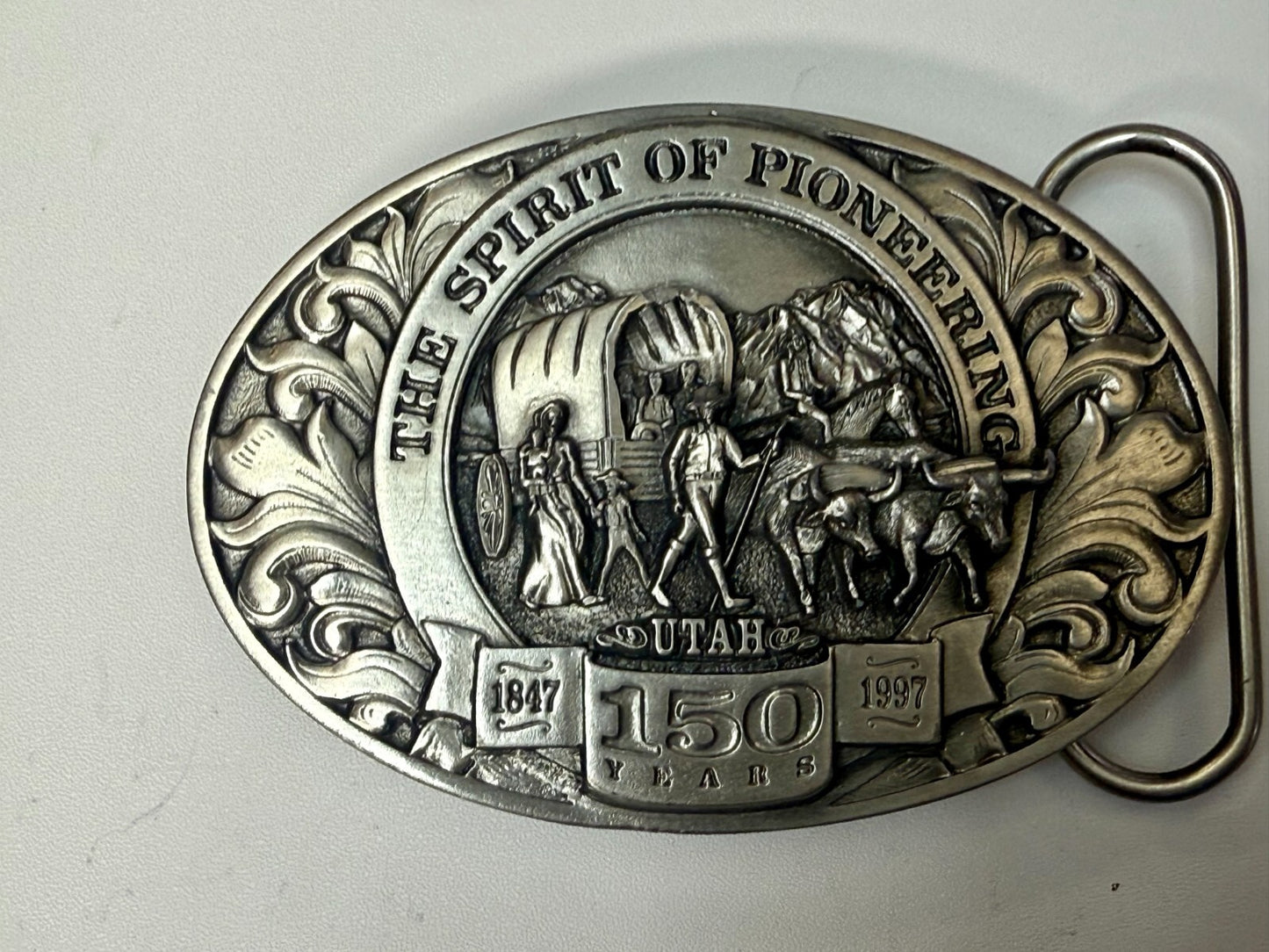 Utah State The Spirit of Pioneering 150 years Vintage Ring Masters Belt Buckle