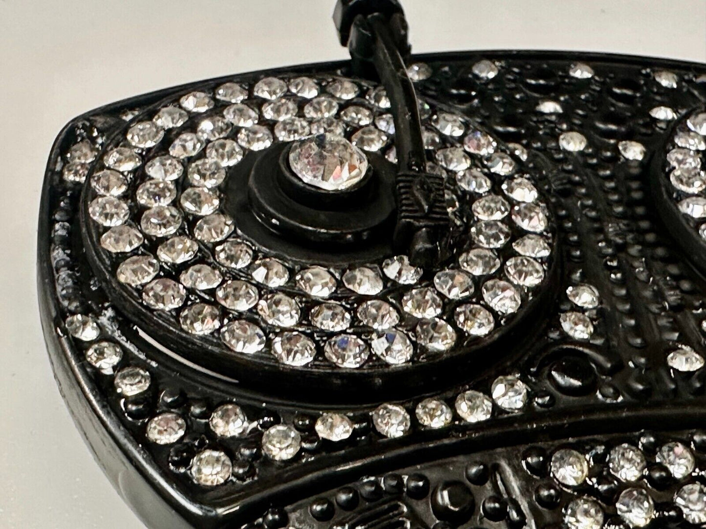 Spinner DJ Turntables Record Player Rhinestone Accented Turning Belt Buckle