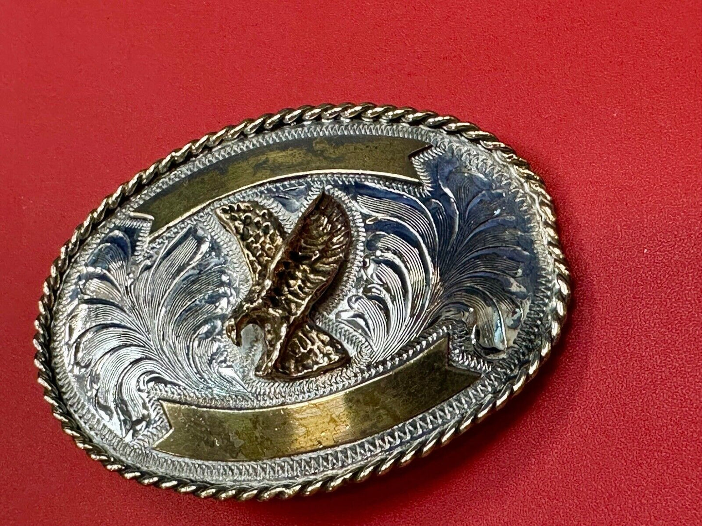 Beautiful Hunting Flying Diving Majestic Eagle on western two tone belt buckle