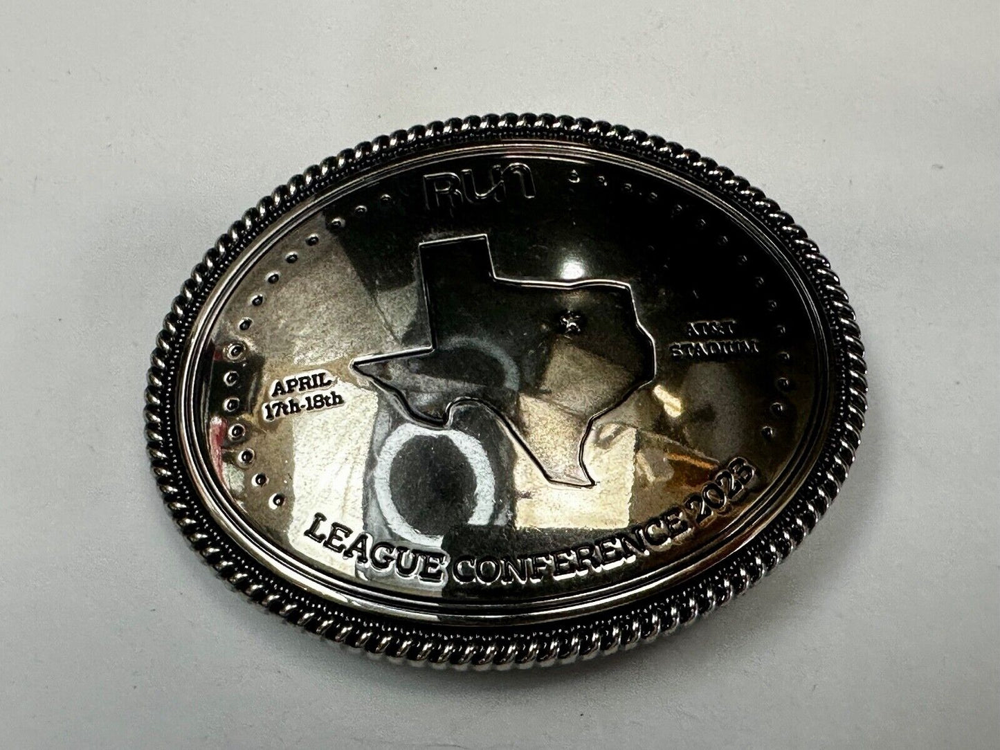 Texas RUN April 17th - 18th. AT&T Stadium League Conference 2023 Belt Buckle