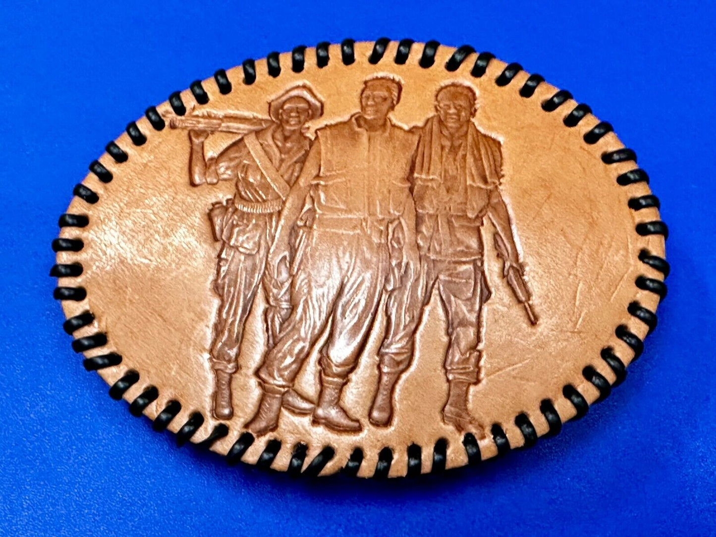 The Three Servicemen Vietnam Veterans War Memorial Oval Leather Belt Buckle