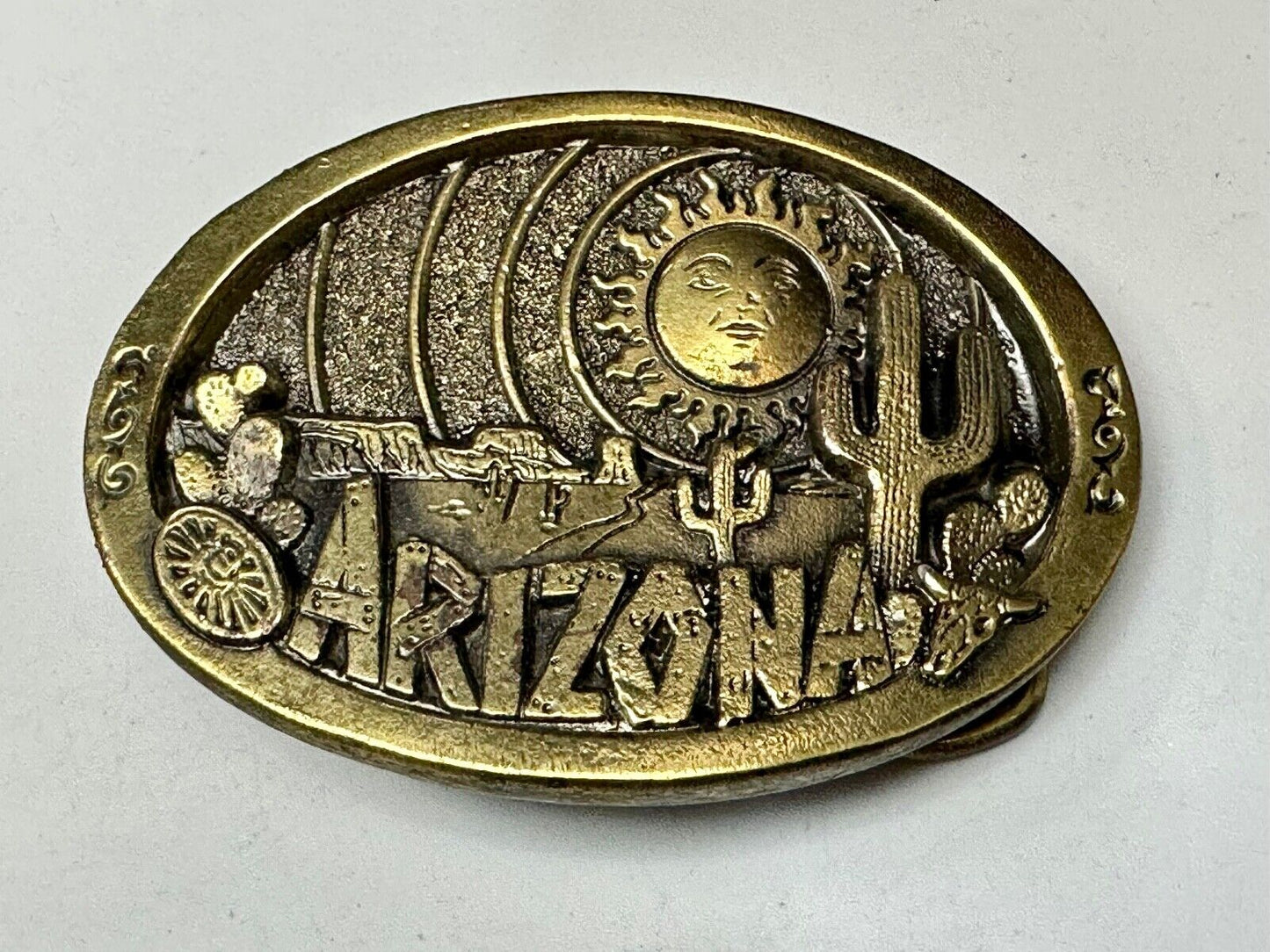 Arizona State Commemorative Desert Scene 1980 The Great American Belt Buckle Co