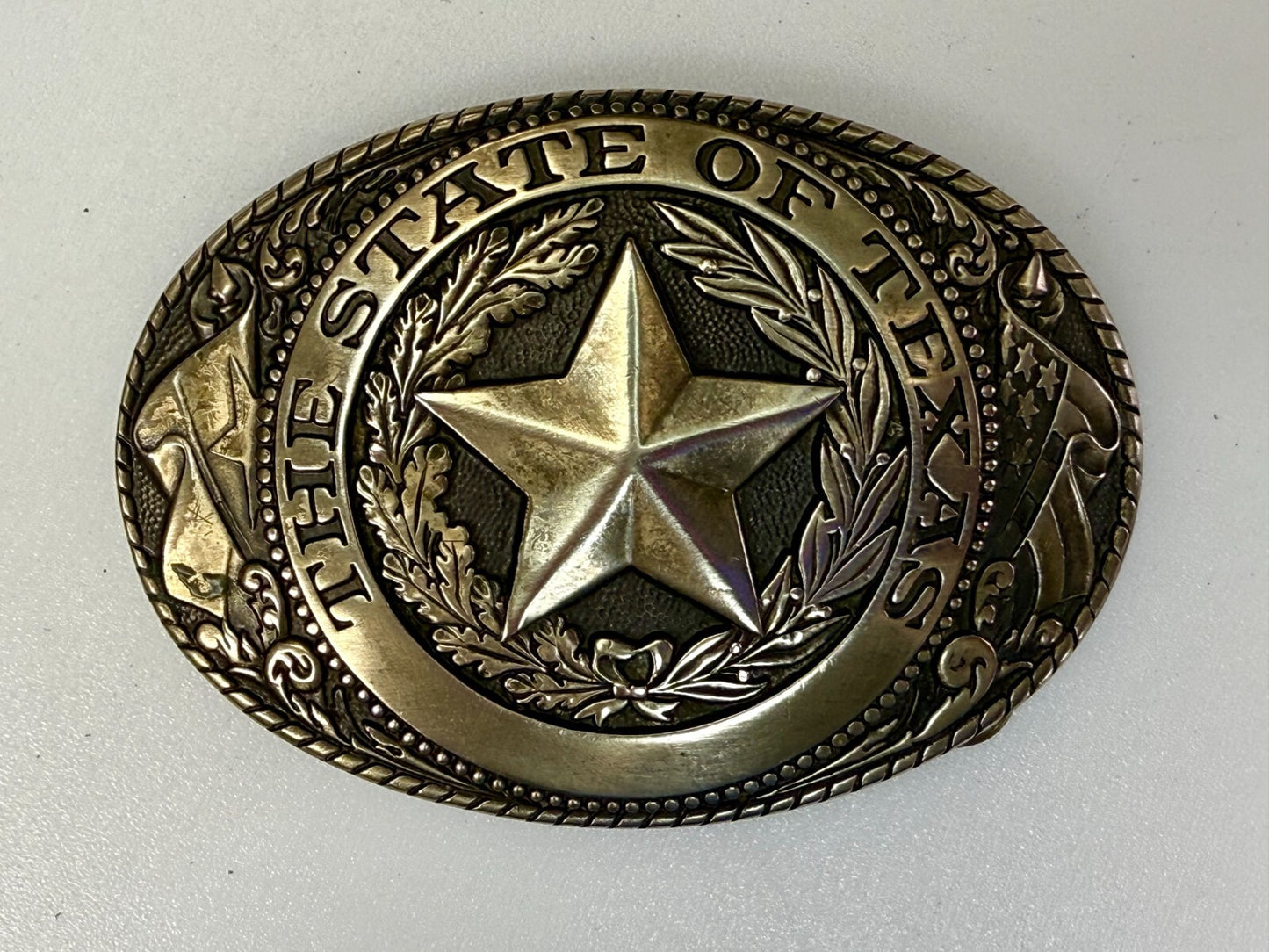 Texas Lone Star State Vintage Statehood Series Solid Brass Tony Lama Belt Buckle