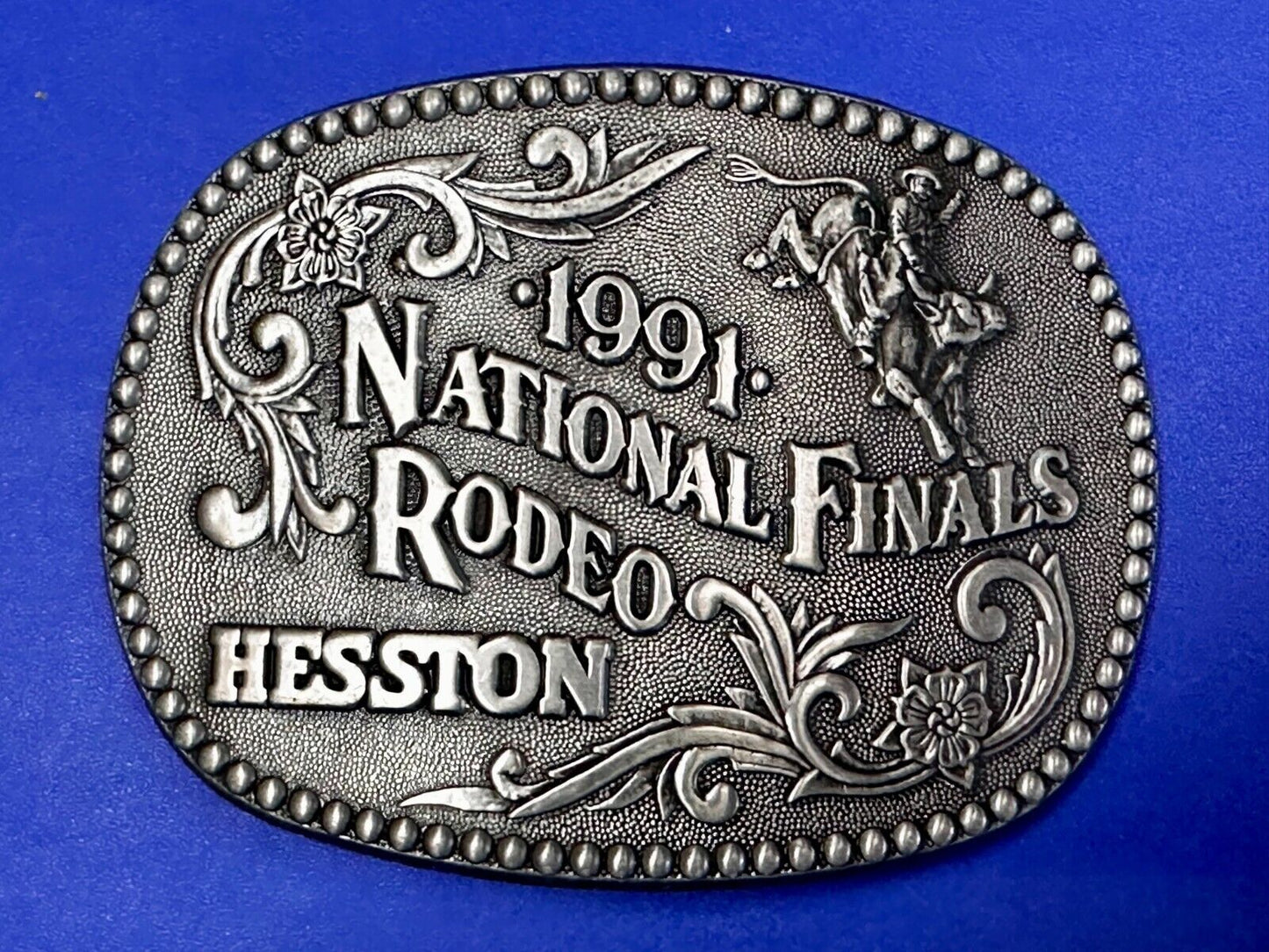1991 ADM Hesston NFR National Finals Rodeo Cowboys Western Belt Buckle