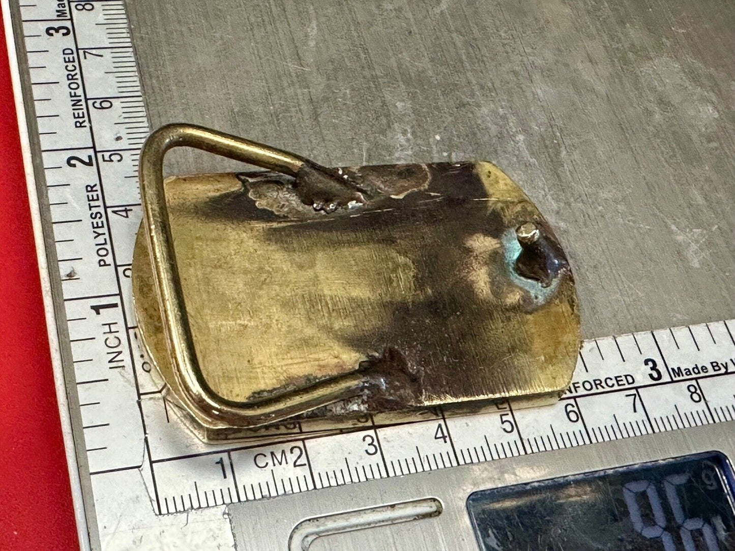 Artisan 2.5" wide rounded corner brass tone dress belt buckle