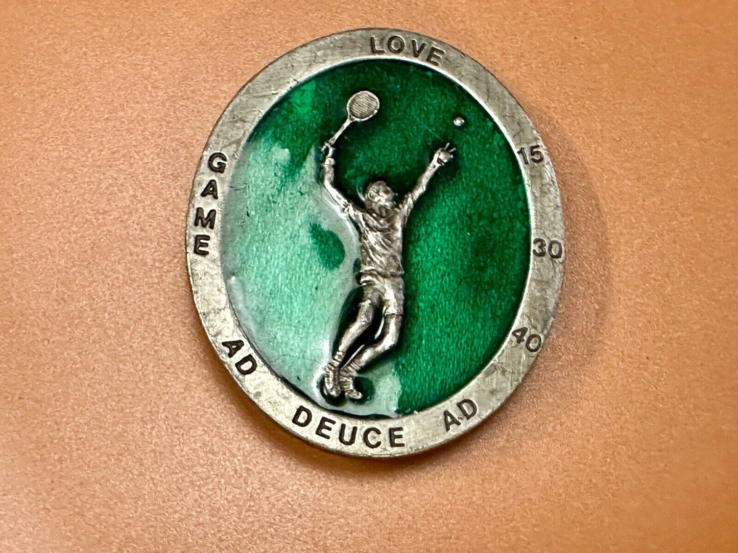 Tennis Match Commemorative Game Ad Deuce Love Vintage 70's Bergamot belt buckle
