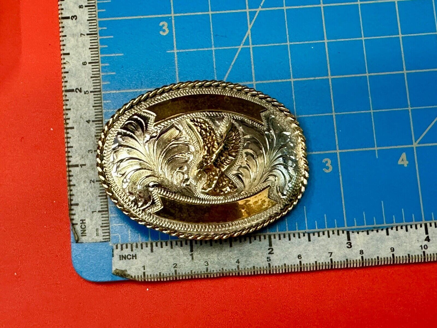 Beautiful Hunting Flying Diving Majestic Eagle on western two tone belt buckle