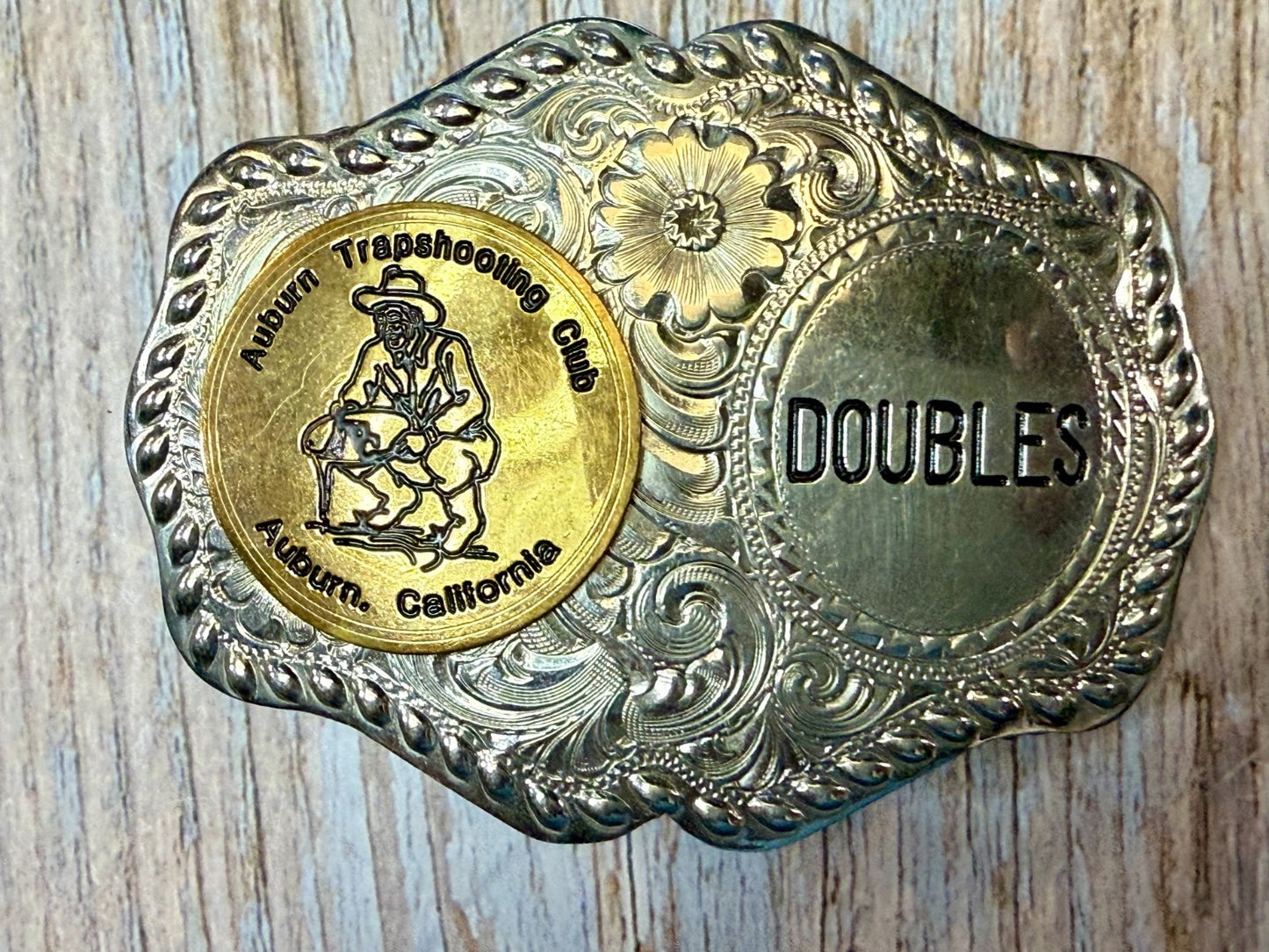 Auburn Trapshooting Auburn California Doubles Trophy Champion Awards Belt Buckle