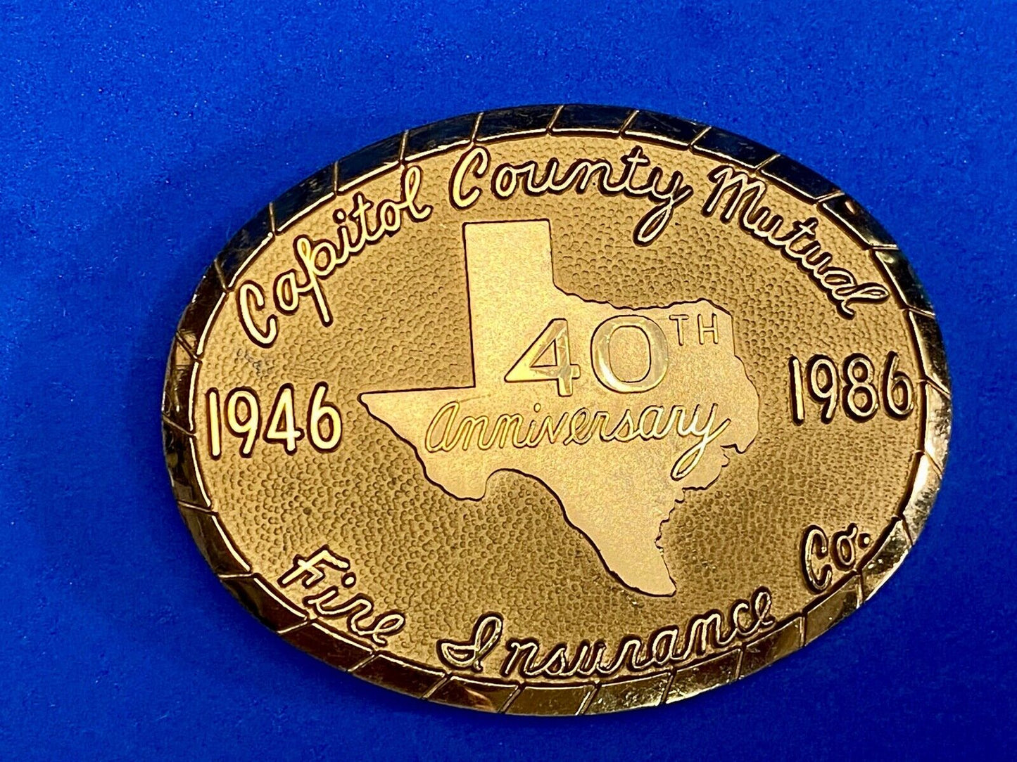 Vintage Capitol County Mutual Texas 40Th Fire Insuriance Co Baliour Belt Buckle
