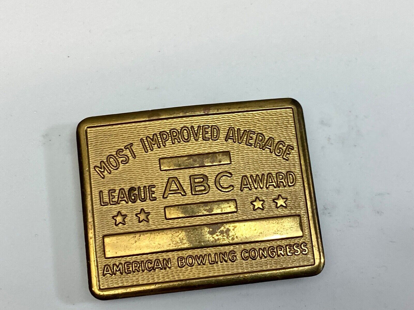 Vintage 70s AMERICAN BOWLING CONGRESS Most Improved ABC LEAGUE AWARD BELT BUCKLE