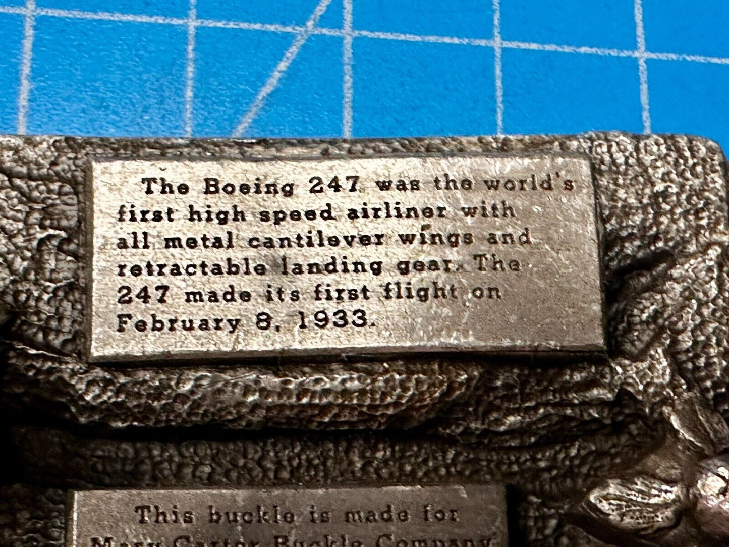 The Boeing 247D High Speed Aircraft Vintage 1986 Belt Buckle by Siskiyou