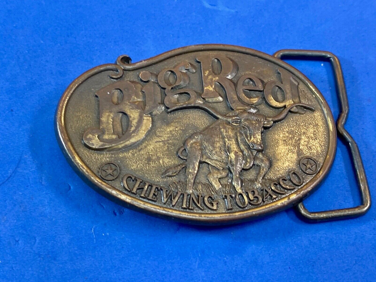 Vintage Big Red Bull Chewing Tobacco Detailed Belt Buckle - Rodeo Bull Longhorn