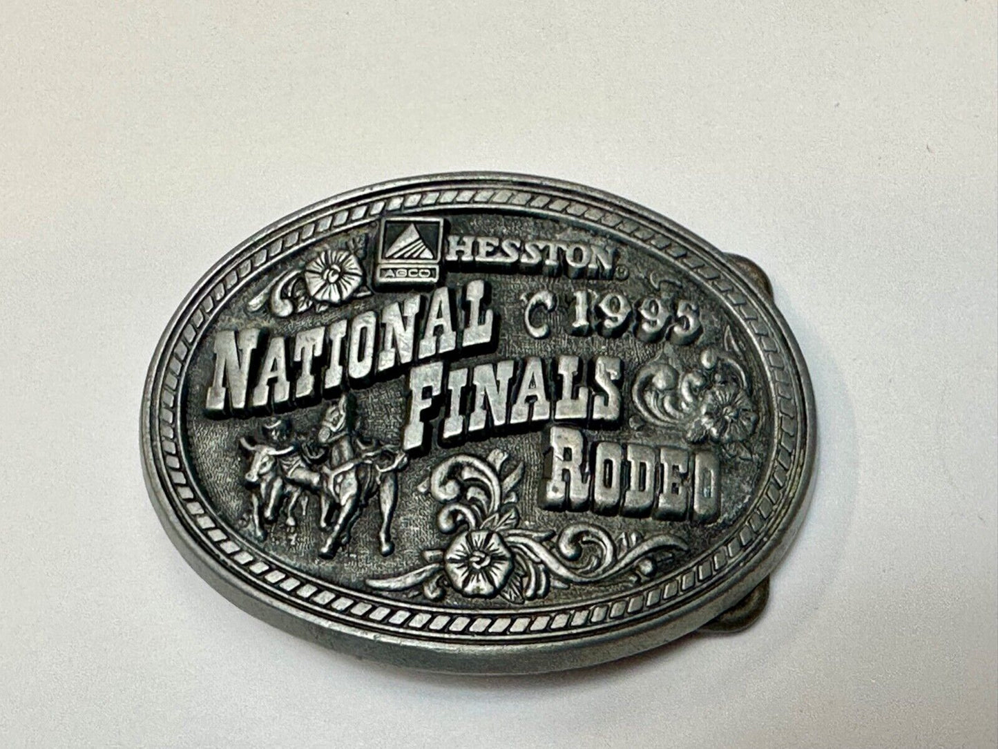 1995 Youth sz NFR National Finals Rodeo Award Design Medals Hesston belt buckle