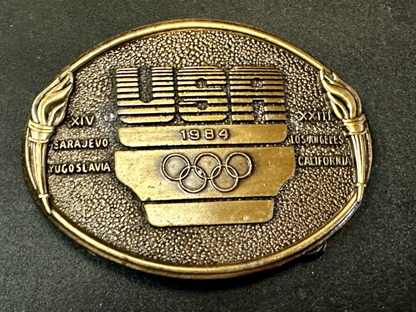 1984 USA Olympics Los Angeles California Vintage Commemorative Belt Buckle