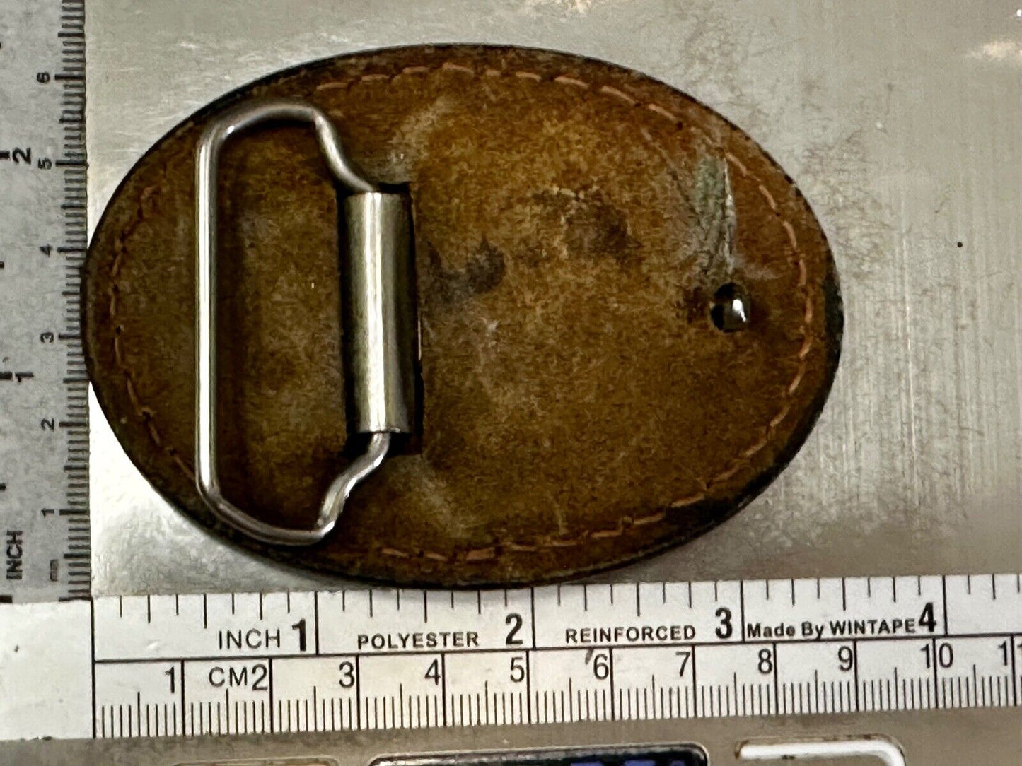 Beautiful Nature Scenery on Vintage Brown Leather Oval Belt Buckle