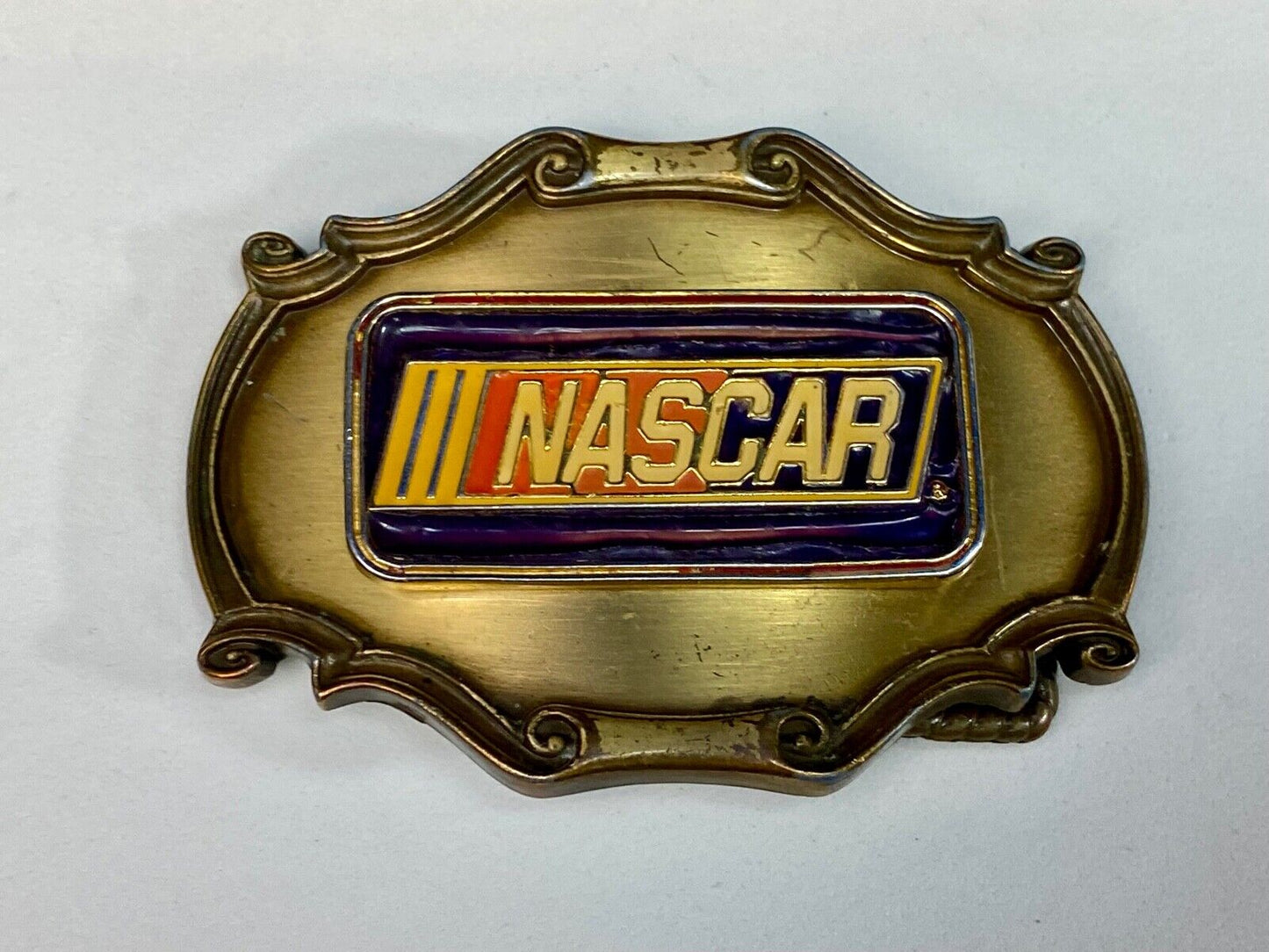 Vintage 70'S Nascar Western Framed Belt Buckle By Raintree - Ultimate Fan Gift!