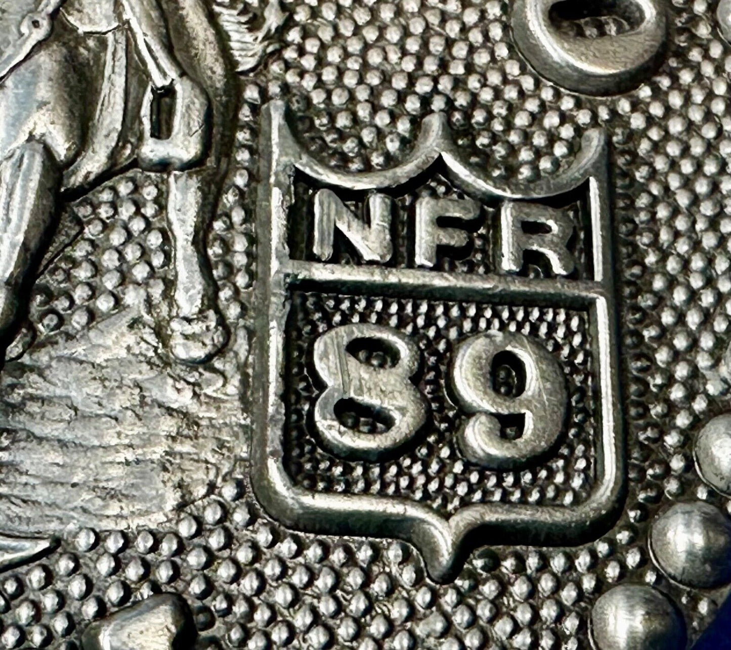1989 NATINOAL FINALS RODEO NFR NOS Western Cowboy ADM Belt Buckle