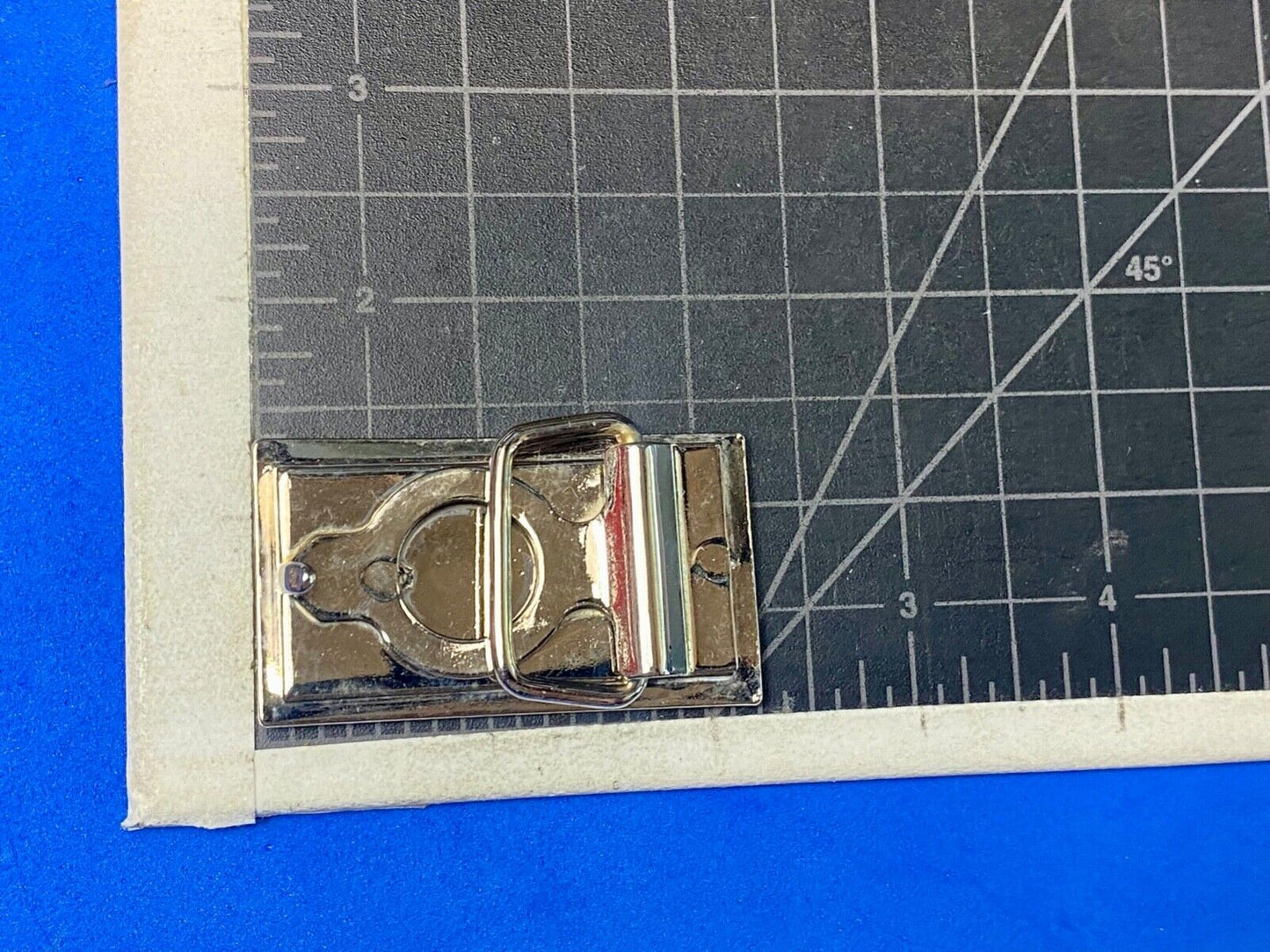Vintage Etched silver tone rectangular belt buckle