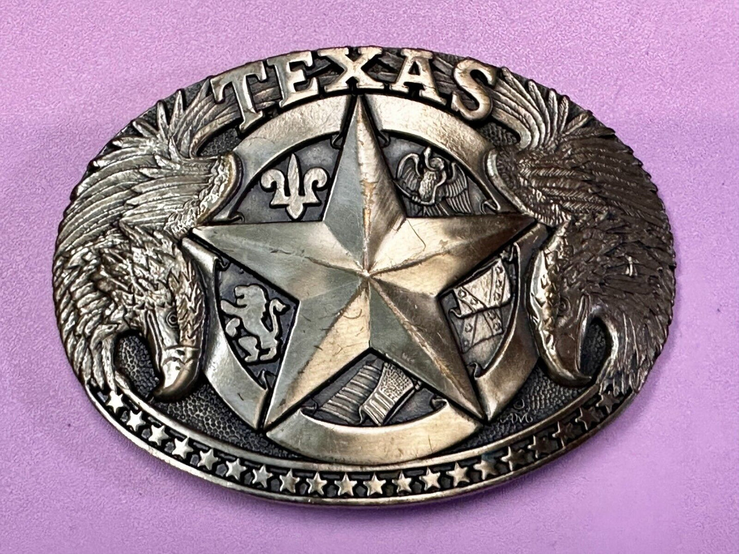 The Texas Lone Star Eagles Flag Solid Brass Award Design Medals Belt Buckle