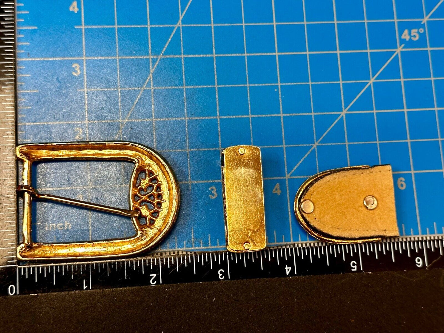 Three Piece Vintage Ranger Belt Buckle Set - Keeper & Tip Included