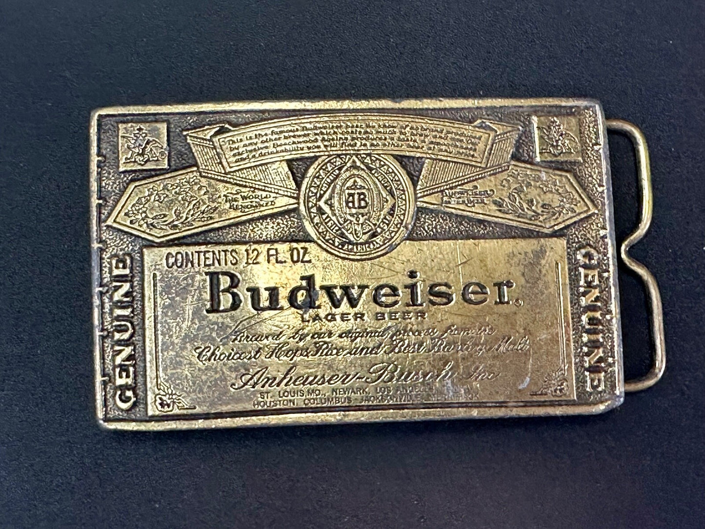 Vintage Budweiser A-168 Beer Company Brass Tone Add Belt Buckle