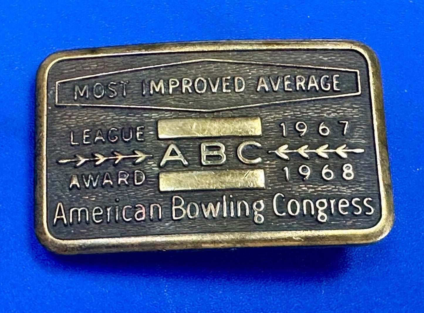 1967 - 68 MOST IMPROVED BOWLING AVERAGE - BLANK - BELT BUCKLE ABC LEAGUE AWARD