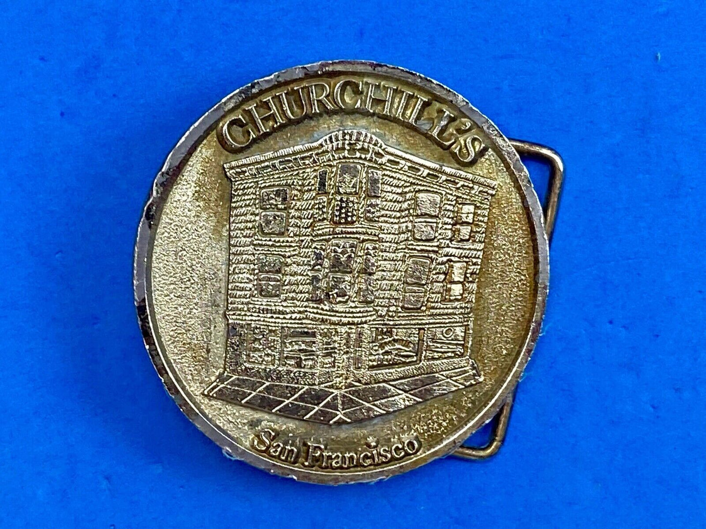 Vintage Churchill's San Francisco belt buckle by American pewter works the bar?