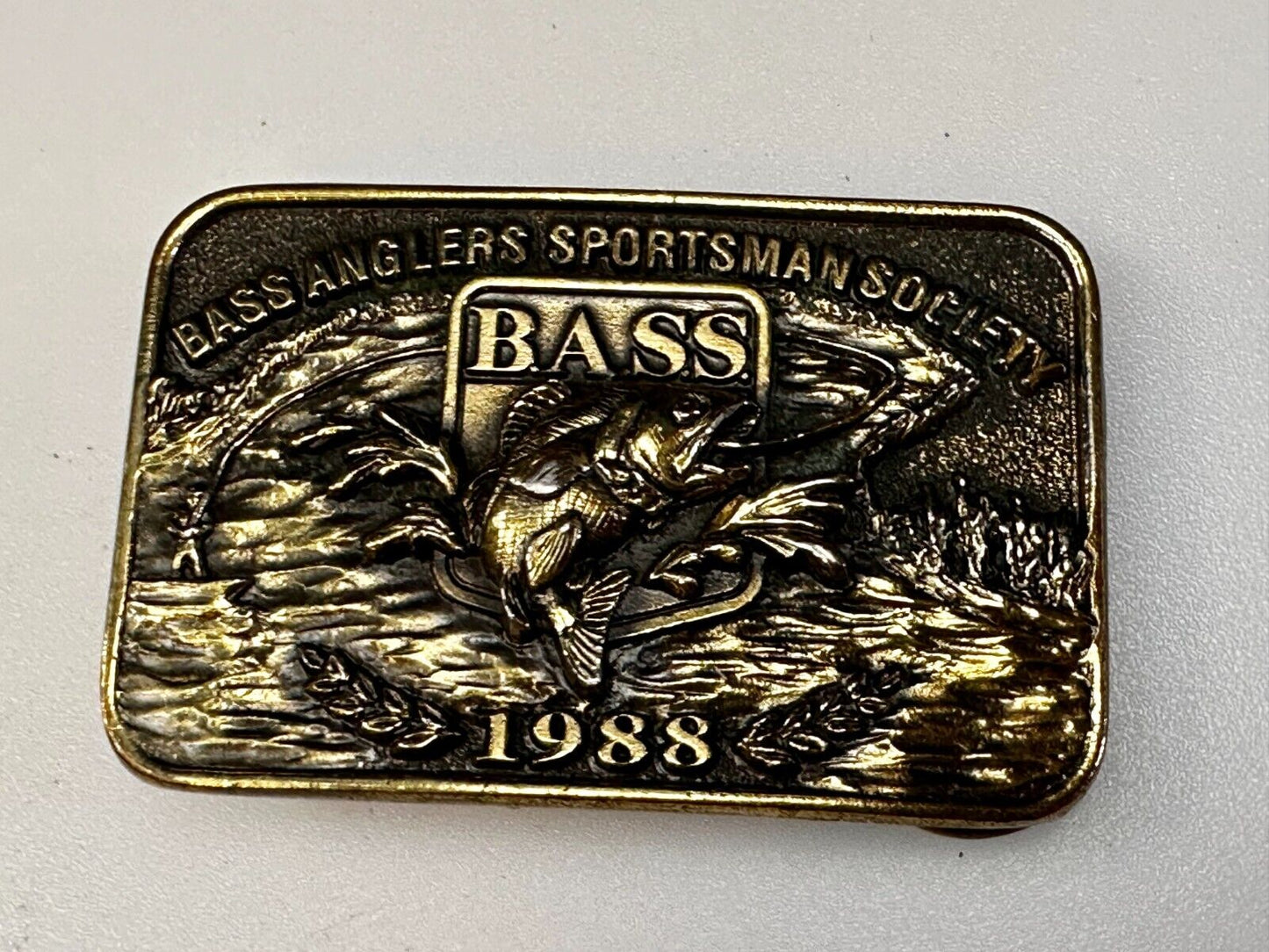 1988 Bass Anglers Sportsman Society Club Great American Belt Buckle
