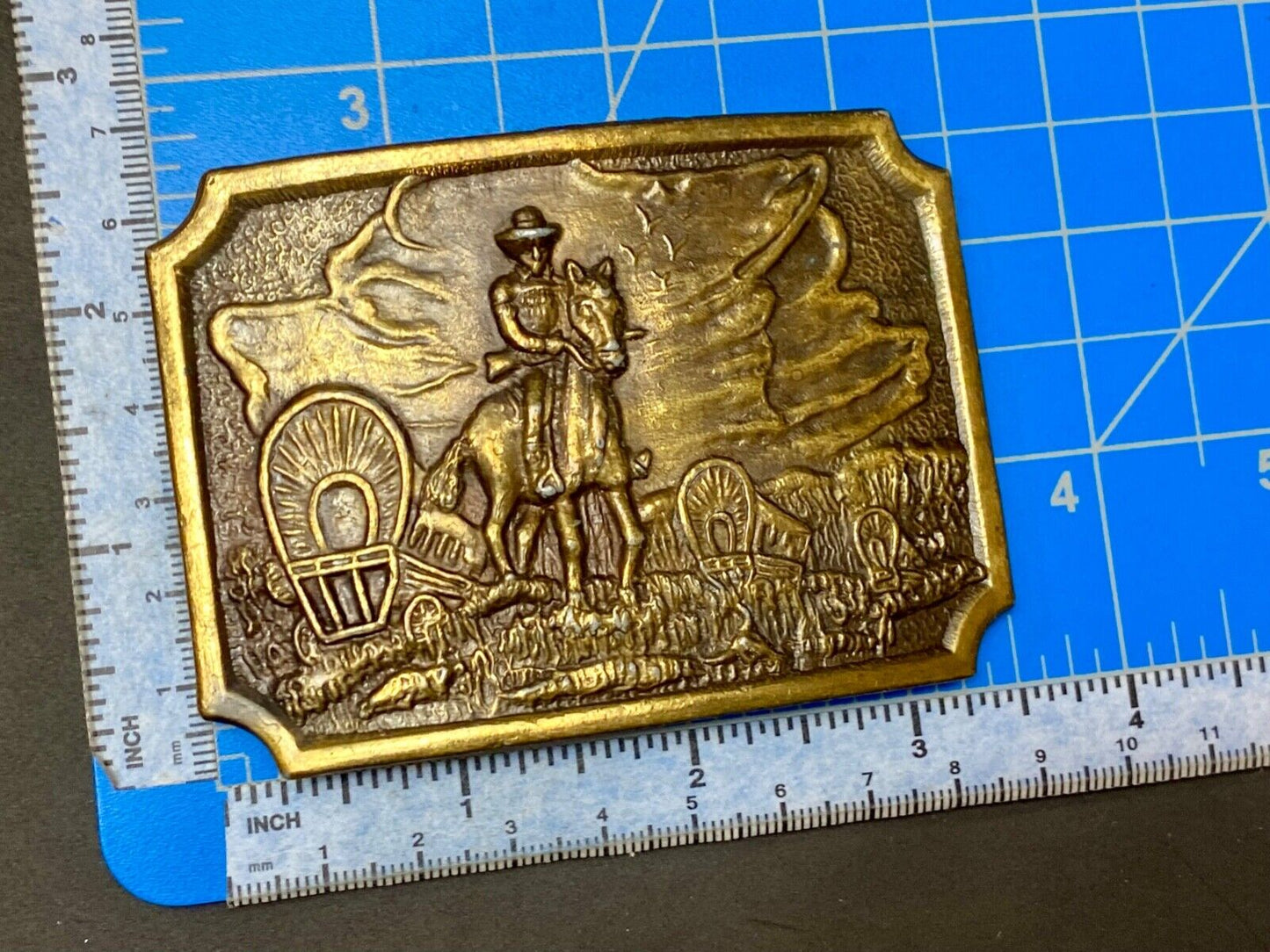 Tall in the Saddle Art Western Horse and Cowboy way of life! Vintage belt buckle
