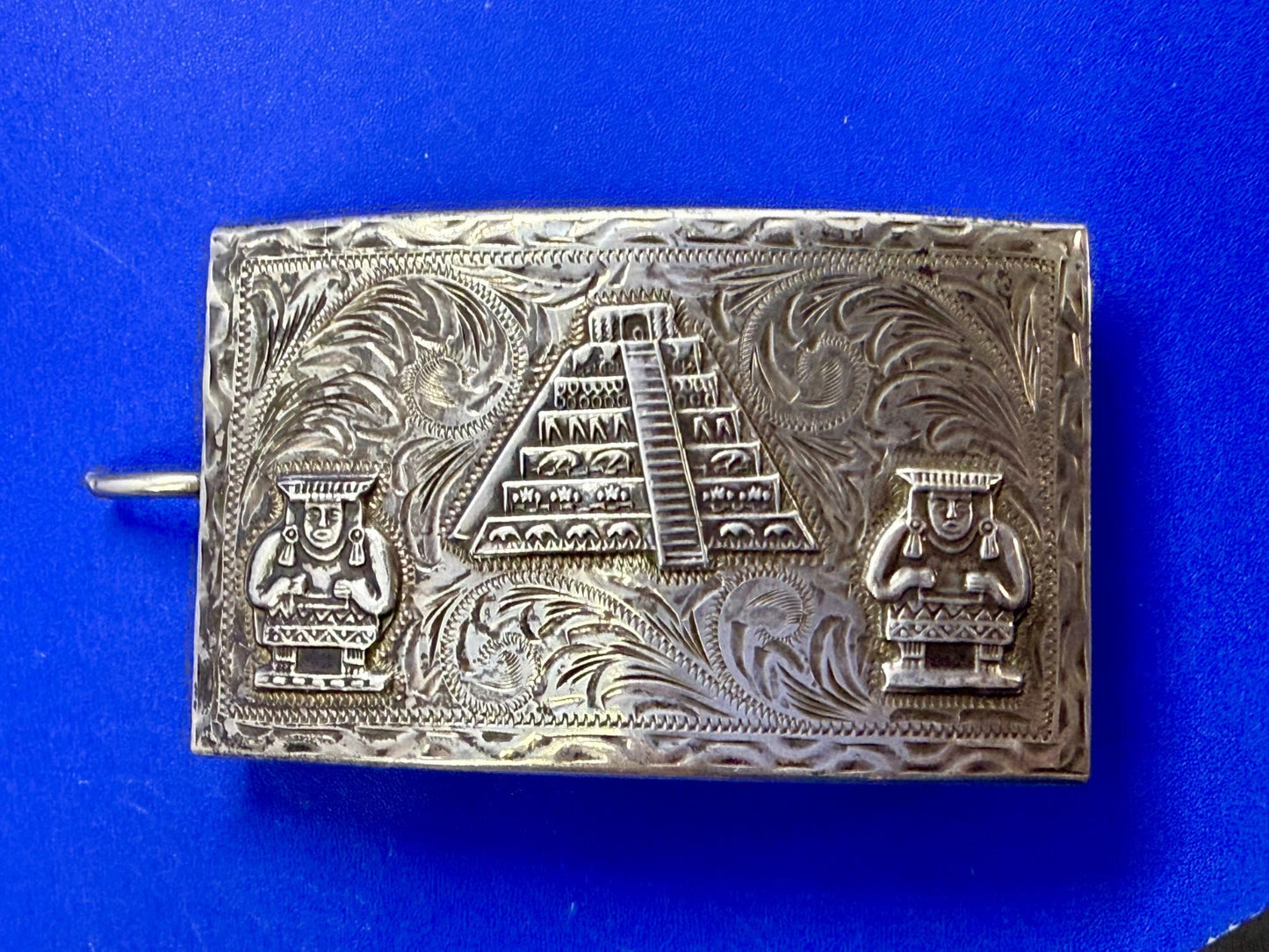 Aztec Mayan Pyramid 925 Silver Belt Buckle Artesani Plata De Jalisco Mexico