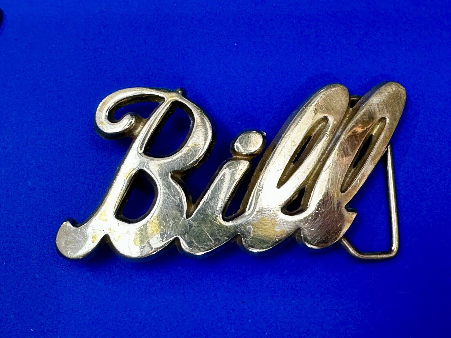 BILL - Custom Name cutout cursive letters Solid Brass Belt Buckle