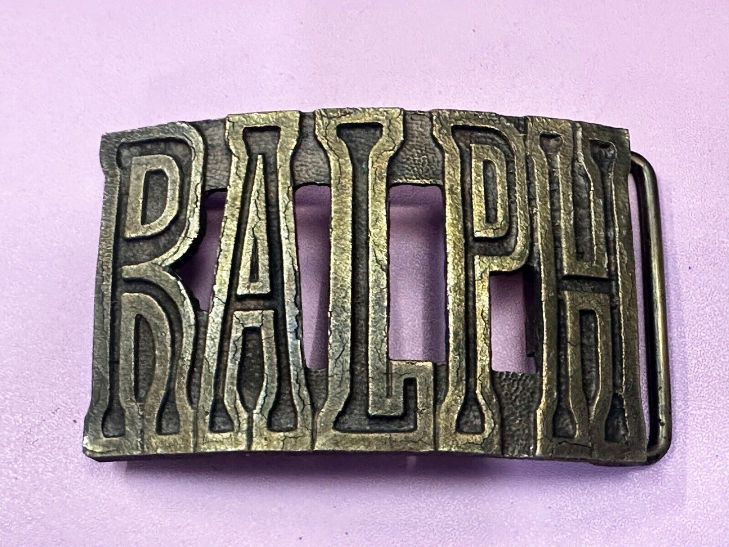 Beautiful Customized Name RALPH Cut-Out Vintage Belt Buckle by THE CHAD - in box