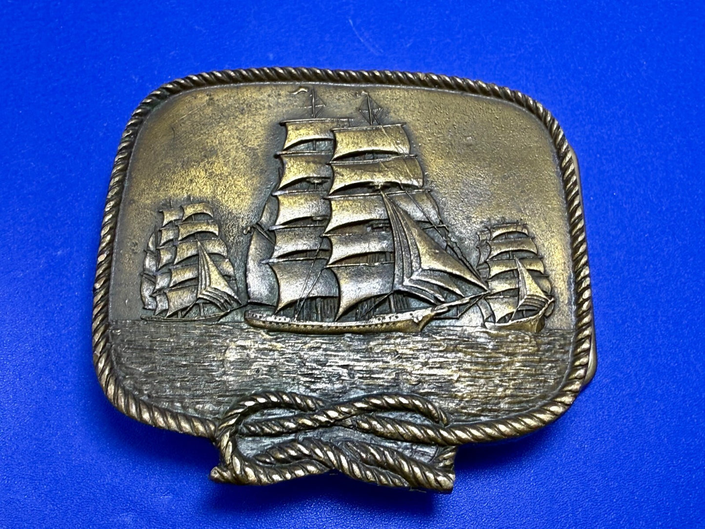 Three Galleon Schooners Clipper Sailing Sailor Ship Nautical Theme Belt Buckle