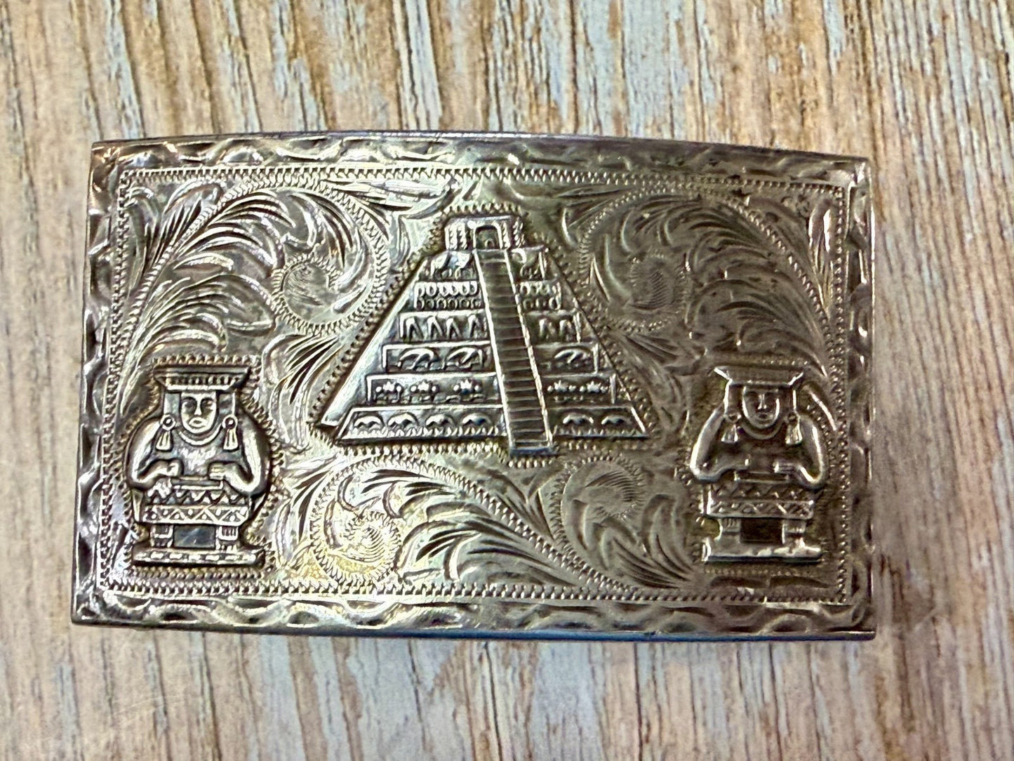 Aztec Mayan Pyramid 925 Silver Belt Buckle Artesani Plata De Jalisco Mexico