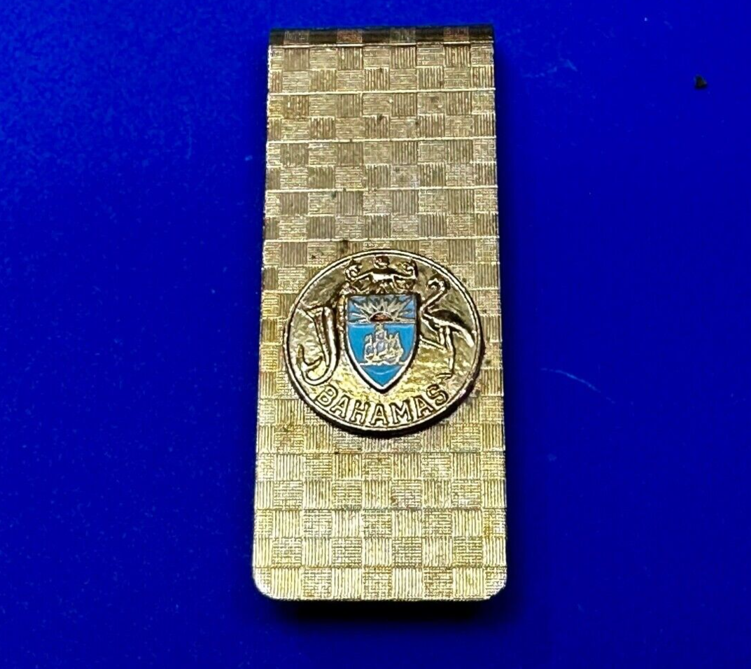 Bahamas Shield Crest Seal Logo Vintage Gold Tone Money Clip