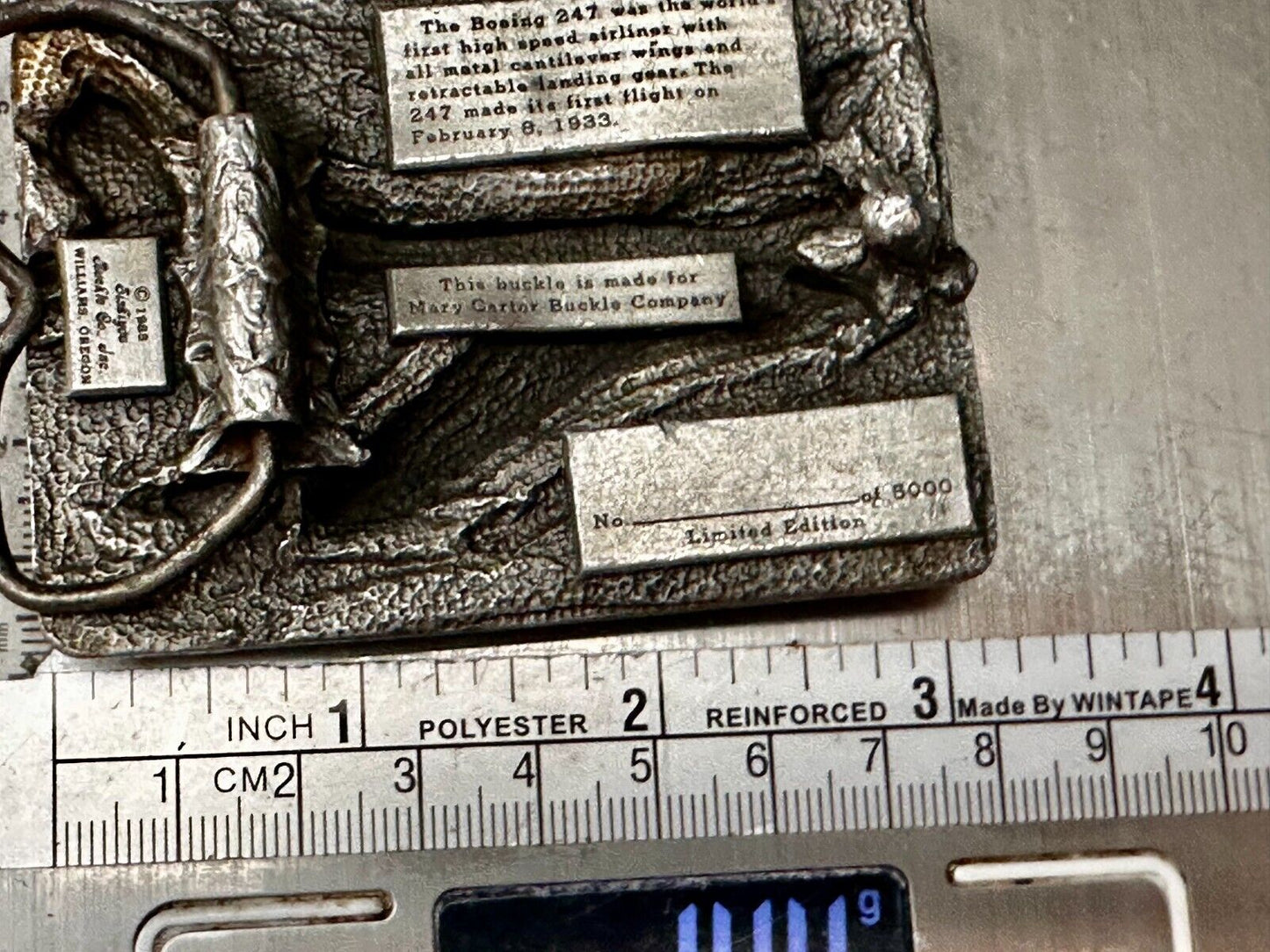The Boeing 247D High Speed Aircraft Vintage 1986 Belt Buckle by Siskiyou