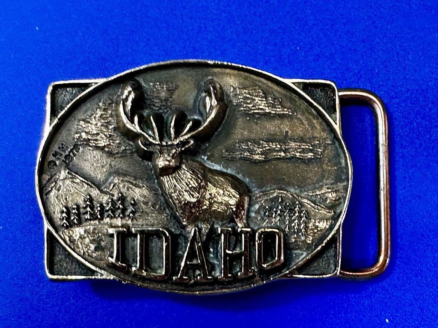 The State of Idaho Deer Buck Hunting Vtg. 1978 Small First Security Belt Buckle