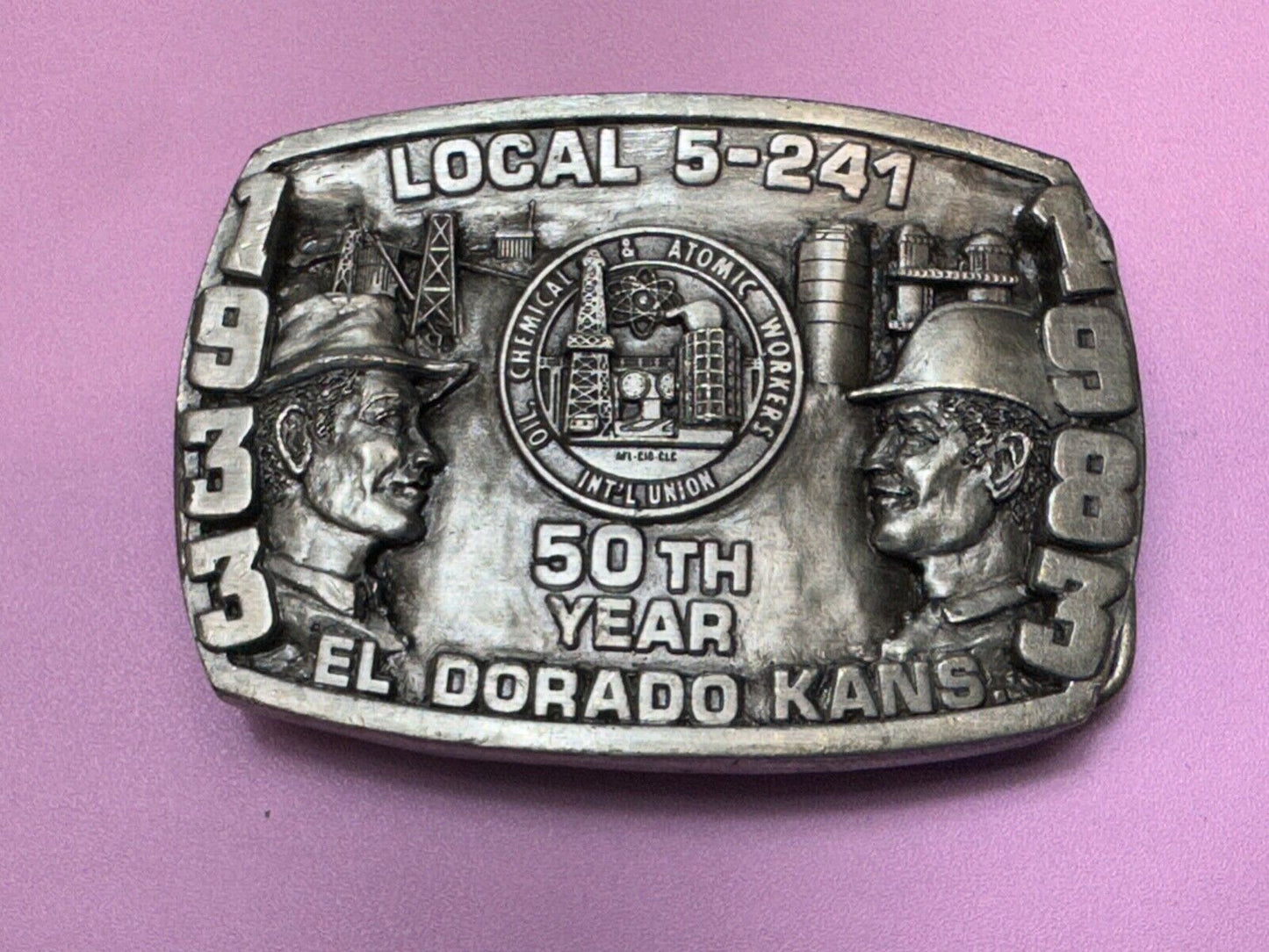 Vintage  1983 El Dorado Kansas Local union 5 241 50th yr celebration belt buckle