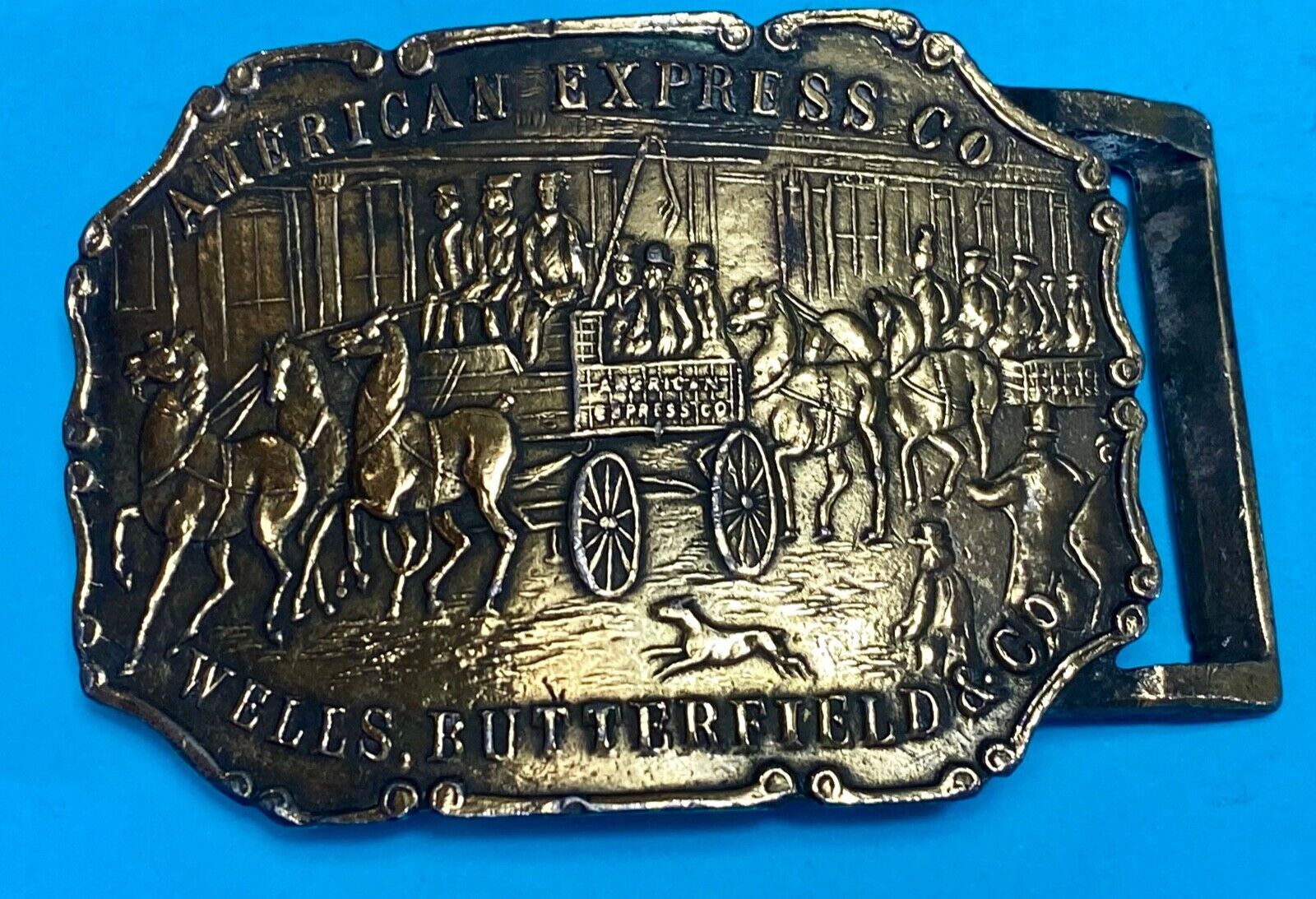 American Express Co Wells Butterfield & Co Vintage belt buckle marked NYC