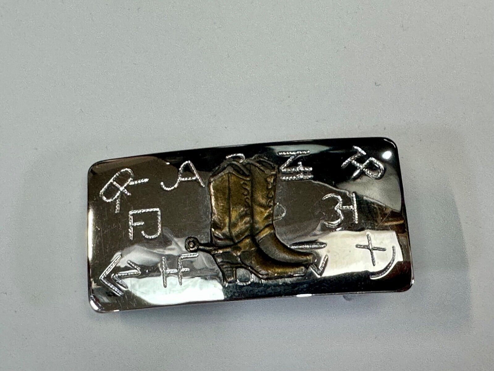 Vintage Chambers Brand Western Cowboy boots & Branding Symbols belt buckle